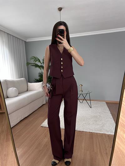 Sita Bordo Yelekli Takım