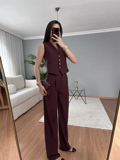 Sita Bordo Yelekli Takım