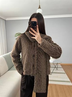 Snowie Atkısı Çıkartılabilir Kahve Kısa Kaban