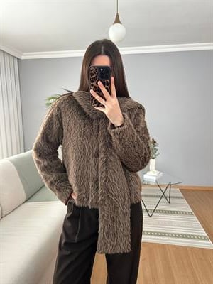 Snowie Atkısı Çıkartılabilir Kahve Kısa Kaban