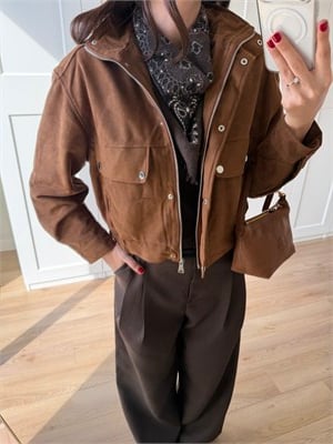 Taba Rengi Dik Yaka Süet Ceket 