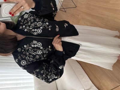 Taş İşlemeli Denim Ceket