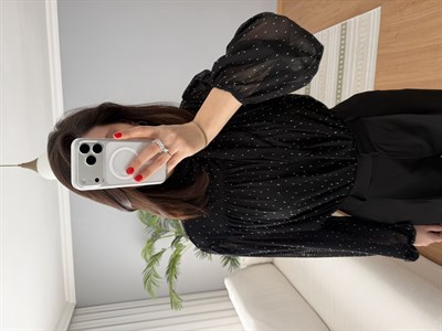Taşlı Şifon Bluz