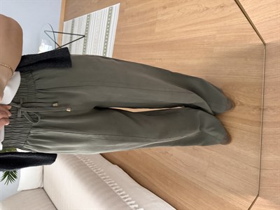 Tencel Beli Lastikli Haki Renk Pantolon 