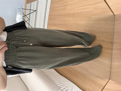Tencel Beli Lastikli Haki Renk Pantolon 