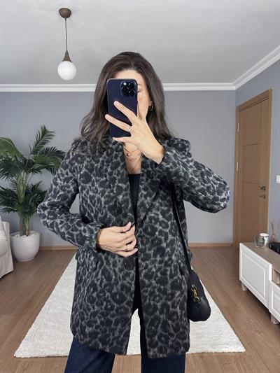 Tina Füme Leopar Yün Ceket 