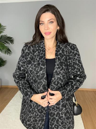 Tina Füme Leopar Yün Ceket 