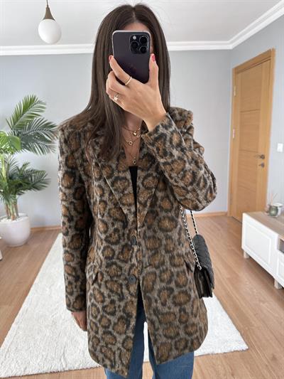 Tina Leopar Yün Ceket 