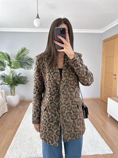 Tina Leopar Yün Ceket 