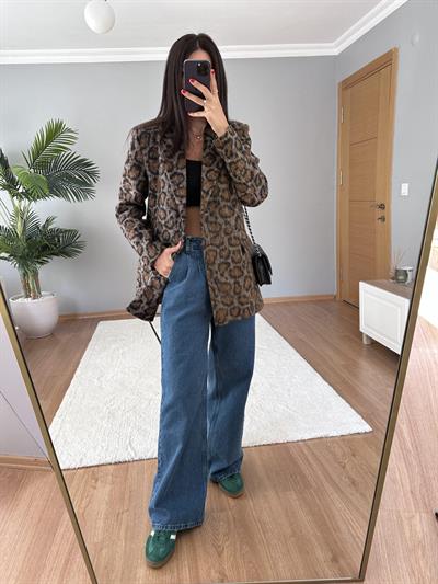 Tina Leopar Yün Ceket 