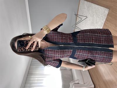 Tüvit Fermuarlı Bordo Elbise