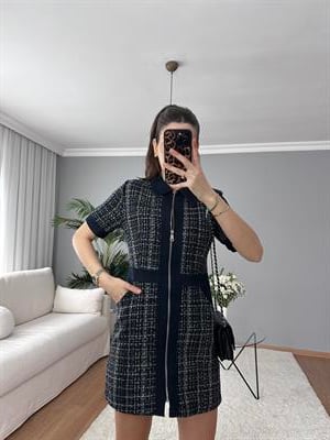 Tüvit Fermuarlı Elbise