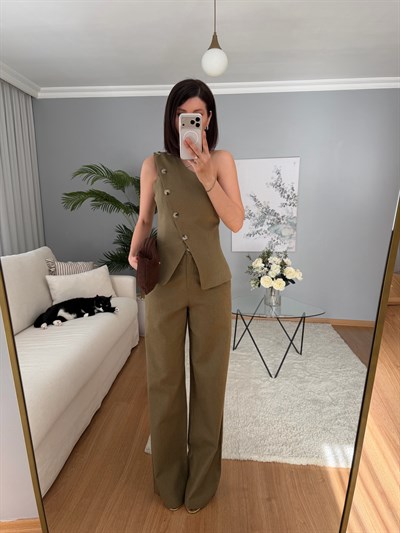 Tyra Haki Renk Keten Takım