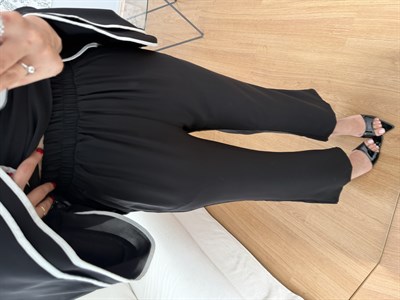 Velissa Gül Kuşaklı Siyah Renk Takım