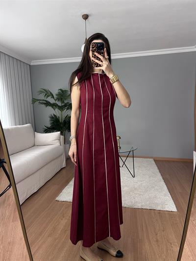 Vişne Çürüğü Keten Elbise