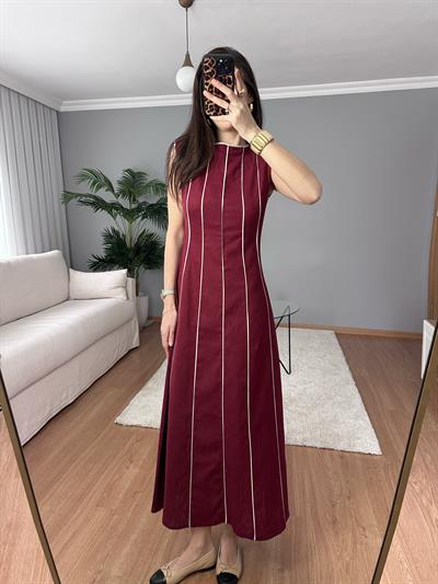 Vişne Çürüğü Keten Elbise