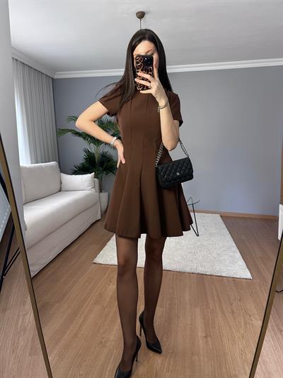 Volanlı Kahve Elbise