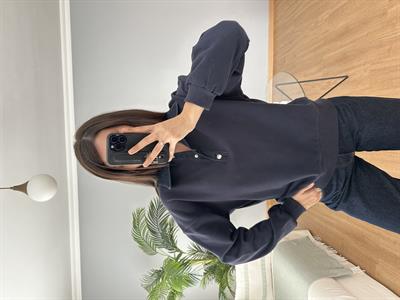 Yakası Denim Lacivert Sweatshirt 