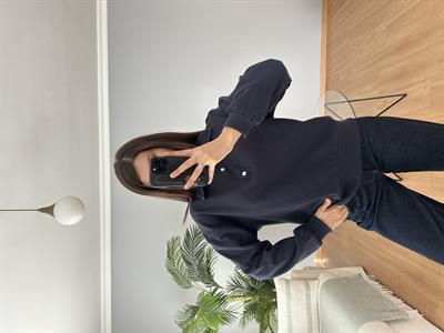 Yakası Denim Lacivert Sweatshirt 