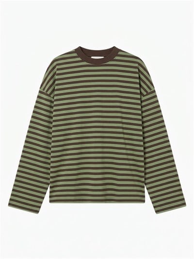 Yeşil Kahve Çizgili Sweatshirt 