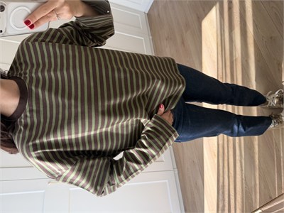 Yeşil Kahve Çizgili Sweatshirt 