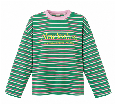 Yeşil Pembe Çizgili Sweatshirt 