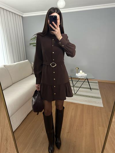 Zayra  Kemerli Tencel Elbise