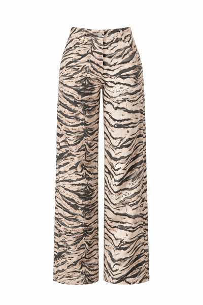 Zebra Desenli Düz Kesim Pantolon