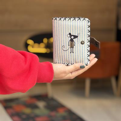  Çizgili Fare Desenli Küçük Boy Kadın Cüzdanı Bohem Vintage Retro Tarzı Hediyelik