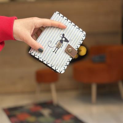  Çizgili Fare Desenli Küçük Boy Kadın Cüzdanı Bohem Vintage Retro Tarzı Hediyelik
