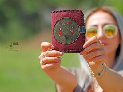 Balon Figürlü Küçük Cüzdan Etnik Bohem Retro Style - Bordo