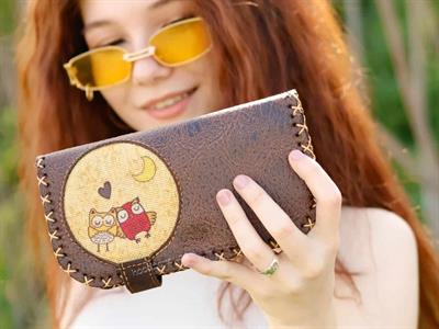 Baykuş Figürlü Business Sırt Çantası Taba, Cüzdan Kahverengi Kombin Etnik Bohem Style