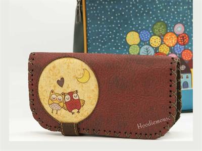 Baykuş Figürlü Büyük Cüzdan Etnik Bohem Retro Vintage Style  - BORDO
