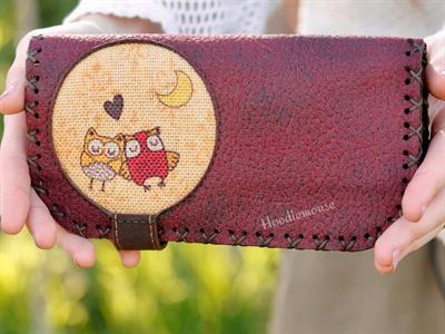 Baykuş Figürlü Büyük Cüzdan Etnik Bohem Retro Vintage Style  - BORDO