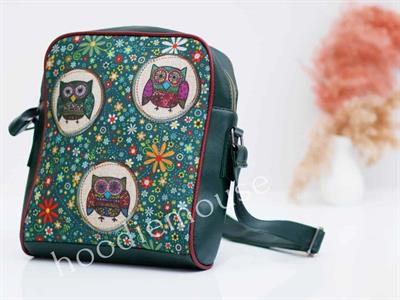 Baykuş Figürlü Büyük Postacı Kol Çantası Etnik Bohem Style - Yesil