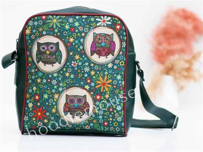Baykuş Figürlü Büyük Postacı Kol Çantası Etnik Bohem Style - Yesil