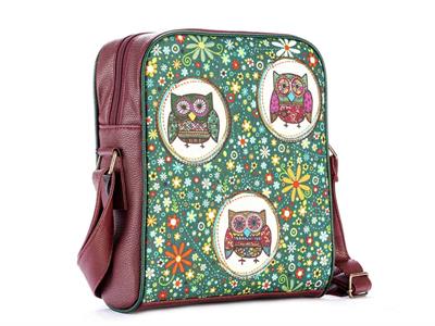 Baykuş Figürlü Büyük Postacı Kol Çantası Etnik Bohem Style - Bordo