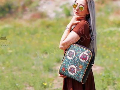 Baykuş Figürlü Büyük Postacı Kol Çantası Etnik Bohem Style - Siyah