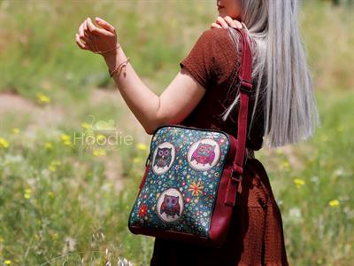 Baykuş Figürlü Büyük Postacı Kol Çantası Etnik Bohem Style - Bordo