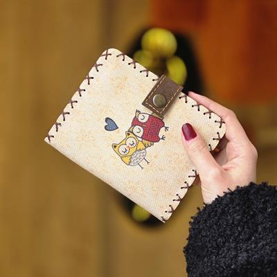 Aşkın Simgesi Baykuş Figürlü Küçük Cüzdan (Bohem Retro Vintage)
