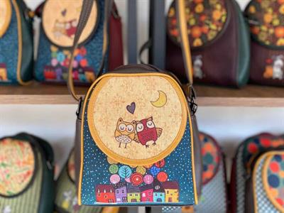 Baykuş Figürlü Küçük Postacı Omuz Çantası Etnik Bohem Style - Kahverengi