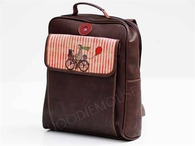 Bisiklet Figürlü Unisex Canta Hem Sırt Hem Capraz Hem Elde Etnik Bohem Style - ACI KAHVE