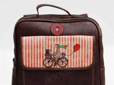 Bisiklet Figürlü Unisex Canta Hem Sırt Hem Capraz Hem Elde Etnik Bohem Style - ACI KAHVE