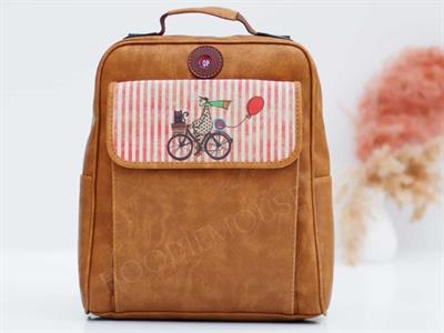 Bisiklet Figürlü Unisex Canta Hem Sırt Hem Capraz Hem Elde Etnik Bohem Style - TABA