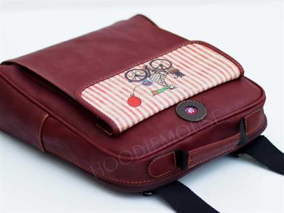 Bisiklet Figürlü Unisex Canta Hem Sırt Hem Capraz Hem Elde Etnik Bohem Style - BORDO