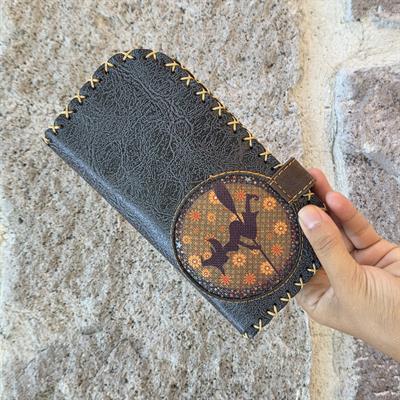 Cadı Figürlü Büyük Cüzdan Etnik Bohem Retro Vintage Style - ANTRASIT
