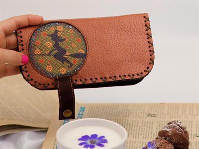 Cadı Figürlü Büyük Cüzdan Etnik Bohem Retro Vintage Style - TABA