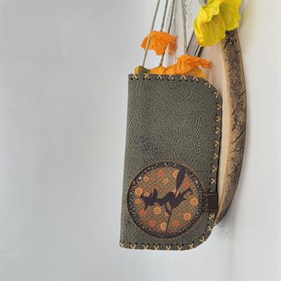 Cadı Figürlü Büyük Cüzdan Etnik Bohem Retro Vintage Style - YESİL