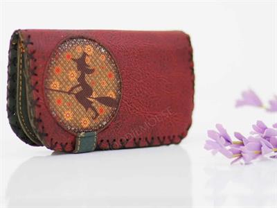 Cadı Figürlü Büyük Cüzdan Etnik Bohem Retro Vintage Style - BORDO