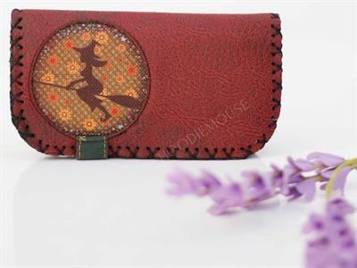 Cadı Figürlü Büyük Cüzdan Etnik Bohem Retro Vintage Style - BORDO